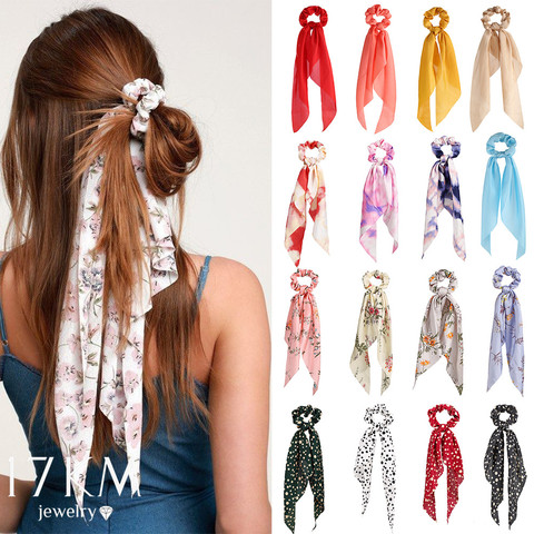 Cintas para el pelo con estampado Floral para coleta mujer, cintas elásticas para el pelo, accesorios para el cabello, 17KM ► Foto 1/6