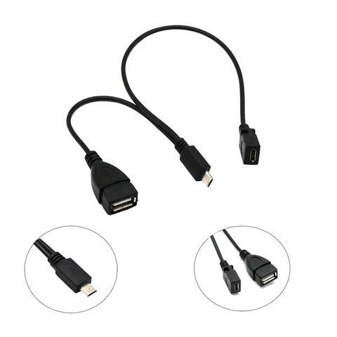 Concentrador Micro USB 3 en 1 de 0,3 m, macho a hembra, puerto de carga mínimo USB 2,0, cable adaptador OTG de 0,2 m ► Foto 1/1