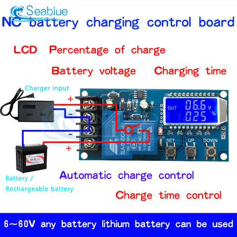 Módulo de Control de cargador de batería, interruptor de protección de sobrecarga Digital, indicador LED, 10A, 30A, 6-60V, almacenamiento Solar de plomo-ácido ► Foto 1/6