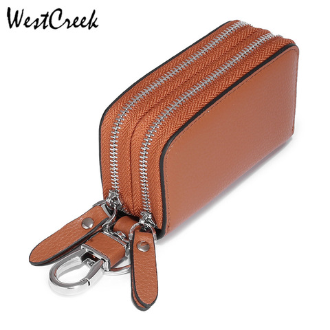 WESTCREEK-cartera de doble capa para llaves de coche, Almacenamiento Simple de cuero de gran capacidad para llave de bolsillo para el hogar ► Foto 1/6