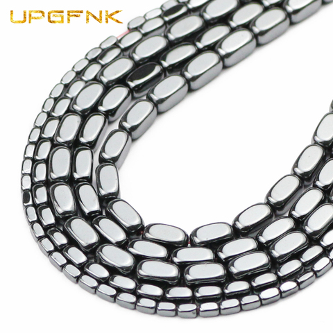 UPGFNK-piedra Natural de hematita negra, 4/8mm, cuentas espaciadoras sueltas cuadradas rectangulares para fabricación de joyas, pulsera DIY, accesorios para collar ► Foto 1/6