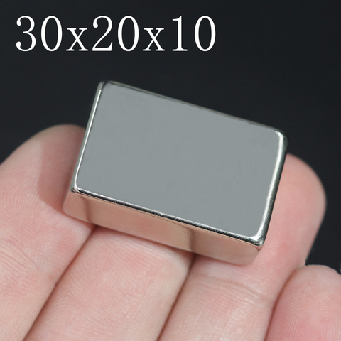 1/2/5 Uds 30x20x10 imán de neodimio de 30mm x 20mm x 10mm x 10mm N35 NdFeB bloque súper poderoso fuerte magnético permanente orientado a los ► Foto 1/6