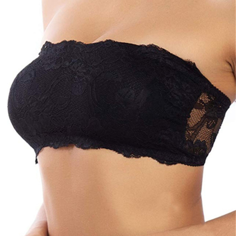 Las mujeres Bralette de encaje de mujeres Sexy Top recortada sin breteles Sujetador Bandeau tubo Bobo casuales de encaje cultivo camiseta de tubo para el busto de la ropa interior ► Foto 1/6