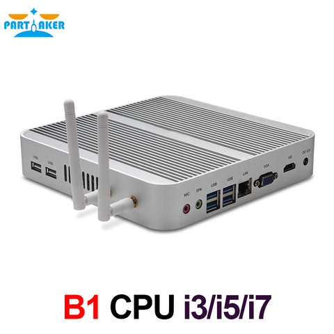 Mini ordenador de sobremesa sin ventilador Core i3 4005U/5005U/i5 4200U/i5 5200U/i3 6157U/i3 7167U, Mini PC con puerto HD VGA 4 * USB 3,0 Win 10 ► Foto 1/6