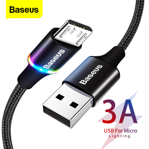 Baseus-Cable microusb de carga rápida para Samsung y Xiaomi, cable con luz LED 3A, cargador de carga rápida de 3m para teléfono con Android, Samsung y Xiaomi ► Foto 1/6