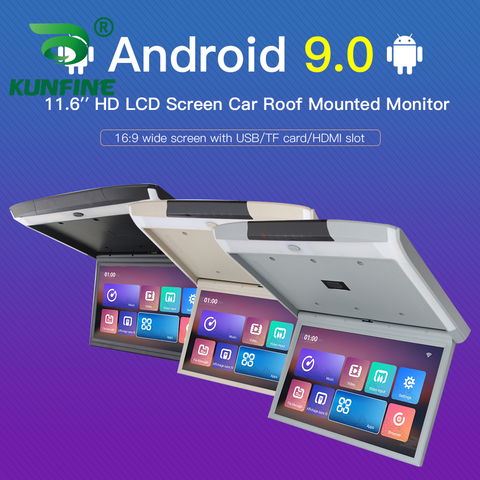 Pantalla digital de 11,6 pulgadas para techo de coche, Monitor con Android 9,0, pantalla LCD abatible hacia abajo, vídeo Multimedia, montaje en techo ► Foto 1/6