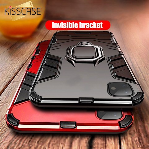 KISSCASE a prueba de golpes a prueba carcasa para iPhone 6 6S 7 8 Plus X XS X carcasa para Max XR para iPhone 11 Pro 11Pro Max 5 5S SE dedo anillo de casos ► Foto 1/6