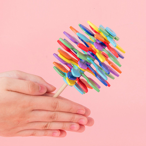 Piruleta giratoria de helicono creativa para niños y adultos, juguetes educativos de madera para el hogar y la Oficina, decoración en relieve ► Foto 1/6