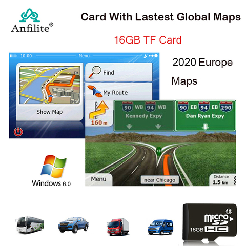 Anfilite-tarjeta Micro SD de 16GB, dispositivo con navegación GPS para coche, 2022 mapas para Europa, Italia, Francia, Reino Unido, EE. UU., AU,RU, Turquía, España, Turquía ► Foto 1/5