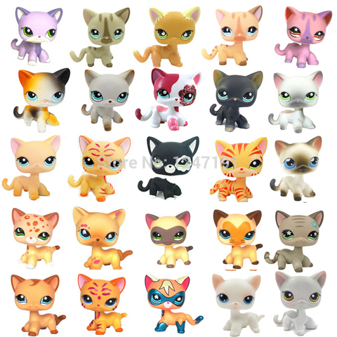 LPS CAT-figuras de animales de juguete para niños, mini peluquín corto de gato de pie gris #5 #391 negro #336 ► Foto 1/6
