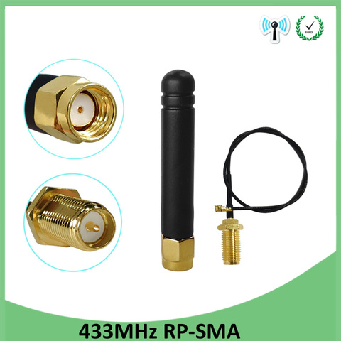 Antena de goma Lorawan + Cable de extensión macho IPX a SMA, Conector de RP-SMA GSM de 433 Mhz y 433 mhz ► Foto 1/6