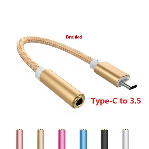 Adaptador de Cable trenzado USB-C tipo C a conector de 3,5mm, Cable auxiliar de Audio para auriculares, para Xiaomi, Huawei, teléfono inteligente ► Foto 1/6