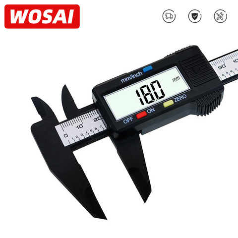 WOSAI-calibrador Vernier de plástico, herramienta de medición de 0-150mm, 6 pulgadas, LCD, regla electrónica Digital de fibra de carbono, micrómetro ► Foto 1/6