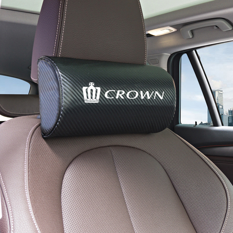 Uds almohada de cuello para coche, cojín de cuero PU para descanso de cabeza de asiento, accesorios para coche Toyota CROWN Corolla RAV4 Camry ► Foto 1/6