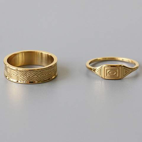 Anillos geométricos de acero y titanio para mujer, joyería para amantes, regalo ► Foto 1/6