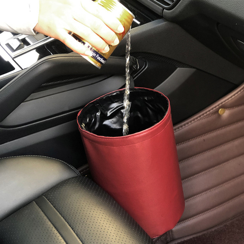 Contenedor de basura Interior para coche, organizador de residuos, soporte de Cubo de basura impermeable, cubo de basura plegable ► Foto 1/6