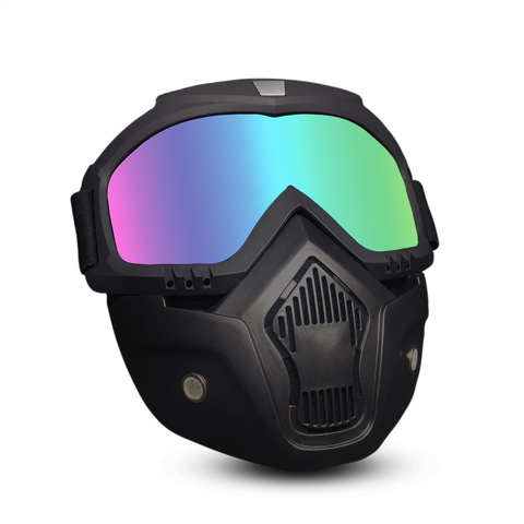 EKIND máscara táctica, gafas de motocicleta Retro con máscara facial extraíble | Gafas de seguridad máscara protección UV400 Compatible para Nerf ► Foto 1/6