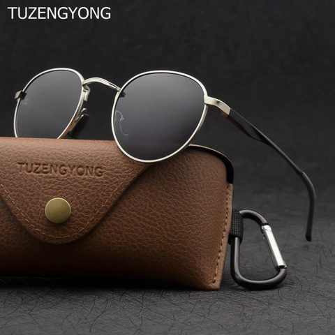 TUZENGYONG 2022 nuevo gótico Steampunk gafas de sol polarizadas de marca de diseñador Vintage sol redondo gafas UV400 gafas para hombres y mujeres ► Foto 1/1