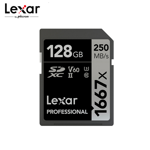 Lexar tarjeta de memoria 1667X V60 250 MB/S tarjeta Flash GB 64GB 128GB 256GB UHS-II U3 SD tarjeta SDXC C10 para 3D Video de 4K HD ► Foto 1/6