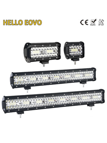 HELLO EOVO-Barra de luz LED de obra, barra de luz de 4 - 32 pulgadas para conducción fuera de carretera, barco, coche, Tractor, camión, 4x4, SUV, ATV, sin Kits de cableado ► Foto 1/6