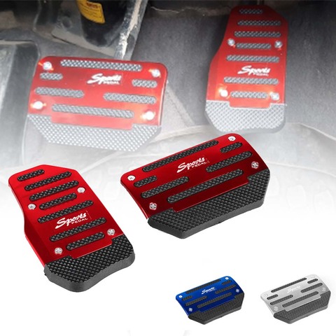 Acelerador de freno de engranaje automático de aluminio Universal para coche, cubierta antideslizante para reposapiés, 2 unidades/juego de RS-ENL017 rojo/azul/plateado ► Foto 1/6