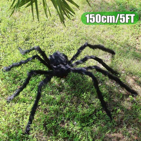 Araña gigante peluda de 150cm, accesorio de Halloween, decoración de Casa Encantada, telaraña enorme, murciélago, fiesta, vacaciones, bricolaje ► Foto 1/6