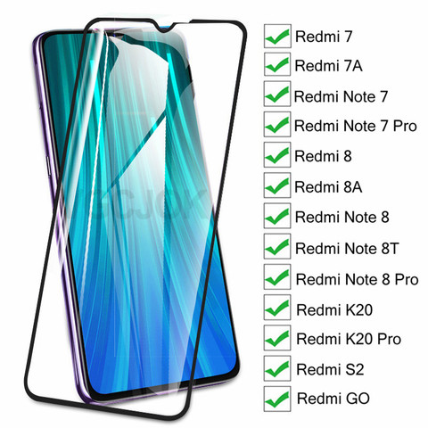 Protector de vidrio templado 9D para Xiaomi Redmi 7 7A 8 8A K20 S2 GO Redmi Note 7 8 Pro 8T, Protector de pantalla de vidrio templado ► Foto 1/6