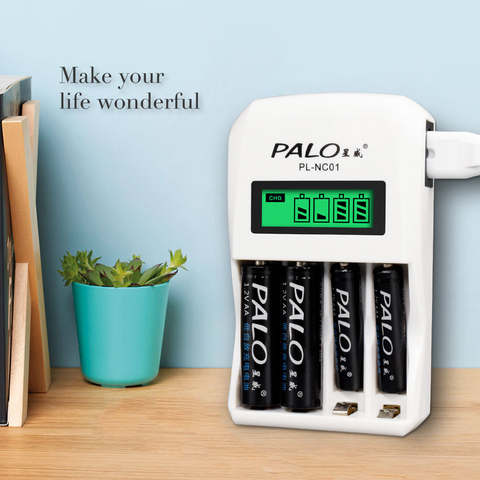 PALO-cargador de batería inteligente, con 4 ranuras, pantalla LCD, 1,2 V, aa, aaa, baterías recargables, NiCd, NiMh ► Foto 1/6
