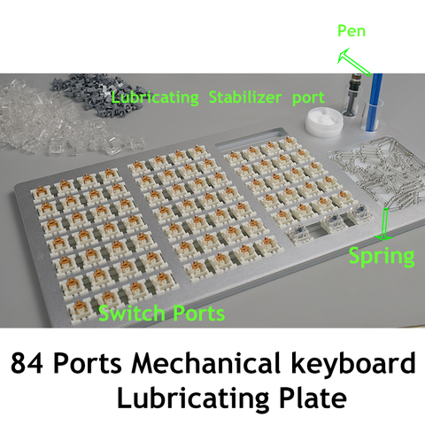 Placa de lubricación de Teclado mecánico de aluminio y Metal, probador de eje de bricolaje, placa de engrase de 84 puertos, interruptor mecánico multipuerto ► Foto 1/3