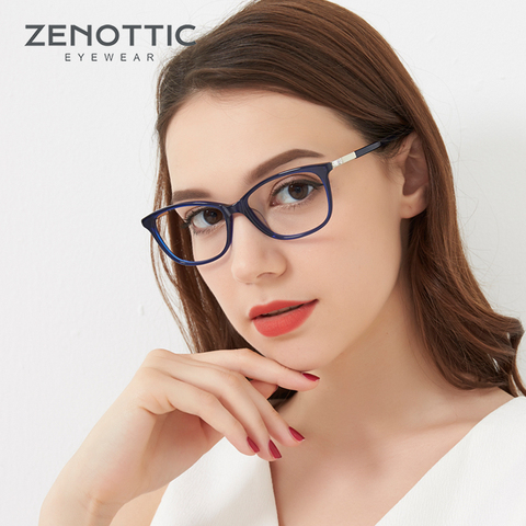 Gafas de acetato ZENOTTIC para mujer, monturas para gafas de moda para miopía, gafas claras, GAFAS RECETADAS ► Foto 1/6