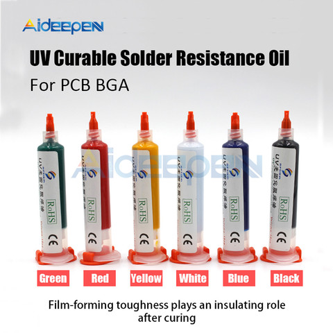 10cc UV aceite de resistencia a la soldadura Gurable para PCB herramienta de protección de aislamiento de placa de circuito de máscara BGA ► Foto 1/6