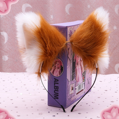 Oídos en la cabeza de zorro de peluche orejas tres dimensiones Lolita de Anime oídos accesorios de Anime Cosplay Halloween Accesorios ► Foto 1/6