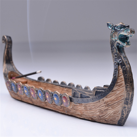 Quemador de incienso para bote dragón tallado a mano adornos de incensario quemadores de incienso Retro diseño tradicional # SO ► Foto 1/6