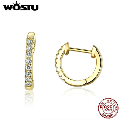 WOSTU, gran oferta, pendientes de aro de Plata de Ley 925 y pequeño y dorado para mujer, cumpleaños, joyería Noble Simple, regalo CQE498 ► Foto 1/6