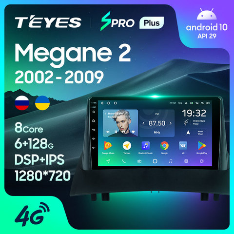 TEYES SPRO Plus-Radio Multimedia con GPS para coche, Radio con reproductor de vídeo, navegador, Android 10, No 2din, dvd, para Renault Megane 2 2009-2016 ► Foto 1/6