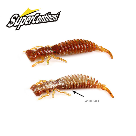 Supercontinente Larva suaves señuelos de 50mm 62mm 85mm artificiales señuelos pesca gusano de silicona bajo Pike Minnow Swimbait Jigging de plástico ► Foto 1/6