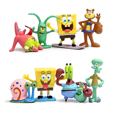 8 unids/set 5cm Anime juguetes modelos Bob Esponja Patrick Star figura de acción lindo decoración para hogar y coche de juguetes de los niños regalo ► Foto 1/4