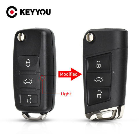 KEYYOU-funda abatible para llave remota de 3 botones modificada, funda abatible para llave de coche para VW Golf 4 5 Passat b5 b6 polo Touran Jetta Seat Skoda ► Foto 1/5