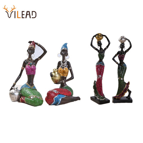 VILEAD-figuras de belleza africana de estilo étnico, artesanías para decoración de interiores, adornos creativos Vintage, 19cm, 22cm ► Foto 1/6