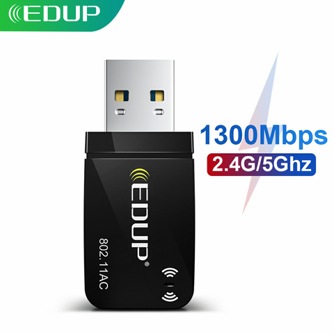 EDUP-Mini adaptador USB de 1300Mbps, tarjeta de red Wifi, banda Dual, 5,8G/2,4 GHz, adaptador USB de ca inalámbrico para ordenador de escritorio y portátil ► Foto 1/6