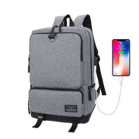 Mochila informal para hombre y mujer, morral para ordenador portátil de negocios, con enchufe USB, escolar para adolescentes, BOLSA DE TRABAJO diario, negro, gris y azul ► Foto 1/6