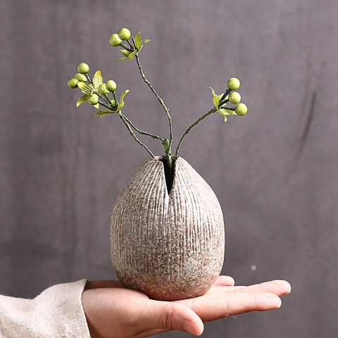 Jarrón de cerámica japonés para decoración de escritorio, jarrón Retro hidropónico para el hogar, flores secas, arreglo de flores, de piedra, creativo, hecho a mano ► Foto 1/6