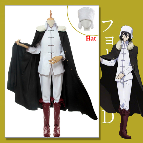 Anime de 2022 perros callejeros Bungou 3rd temporada Cosplay traje Fyodor D traje uniformes blancos con capa para traje de Cosplay de hombres sombrero ► Foto 1/6