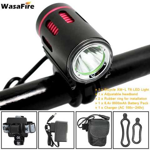 WasaFire 2000lm XM-L2 luz LED de bicicleta de la bicicleta del Frente luces faro MTB ciclo de la noche la lámpara de la CABEZA + 18650 batería + cargador ► Foto 1/6