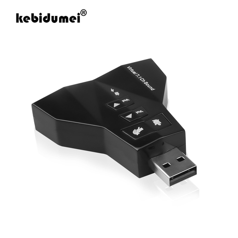 Kebidumei-tarjeta de sonido de Audio 3D USB 7,1 de 2,0 canales, adaptador de tarjeta de sonido externo USB, micrófono, altavoz, tarjetas de sonido, 4 puertos ► Foto 1/6