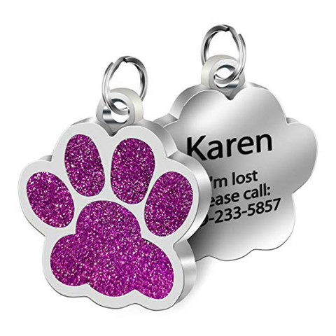 Etiqueta personalizada para perro y gato, Collar de mascota grabado antipérdida, accesorios de identificación para cachorro, etiqueta de nombre de pata de acero inoxidable ► Foto 1/6