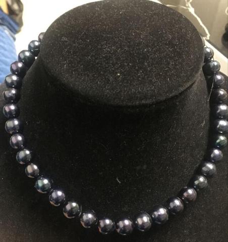 Gran envío gratis, perfecto collar de Perla Negra tahitiana de 10-11mm, 17,5