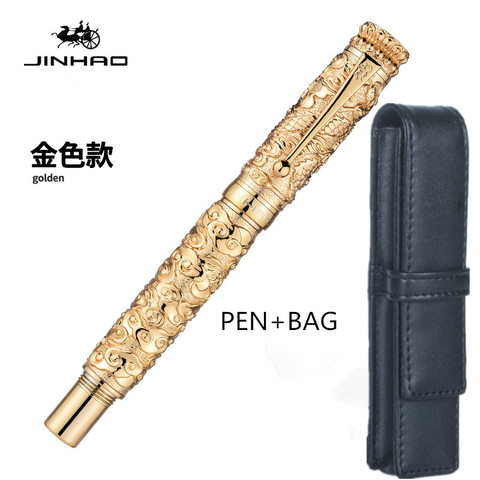 Pluma de Metal de lujo Jinhao toda dorada exquisita colección pluma de tinta conjunto con caja de regalo oficina de negocios regalo pluma de tinta ► Foto 1/5