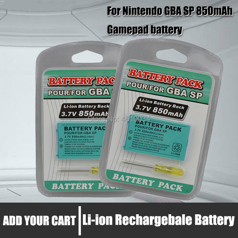 Batería recargable de 3,7 V y 850 mAh para Nintendo Game Boy Advance SP Systems, batería de litio con destornillador ► Foto 1/6