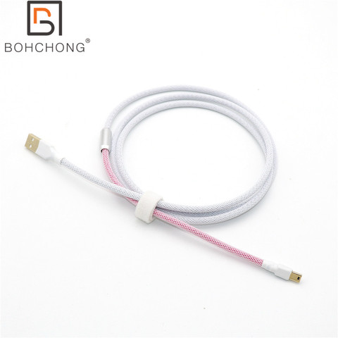 Cable USB a Mini 5P para Teclado mecánico con hebilla decorativa de aleación, doble manga, personalizado, dos toneladas ► Foto 1/3